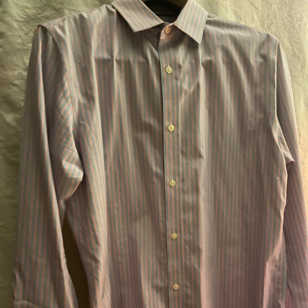 Banana Republic Womens Button-Down Shirt - Pink and Light Blue Stripes
